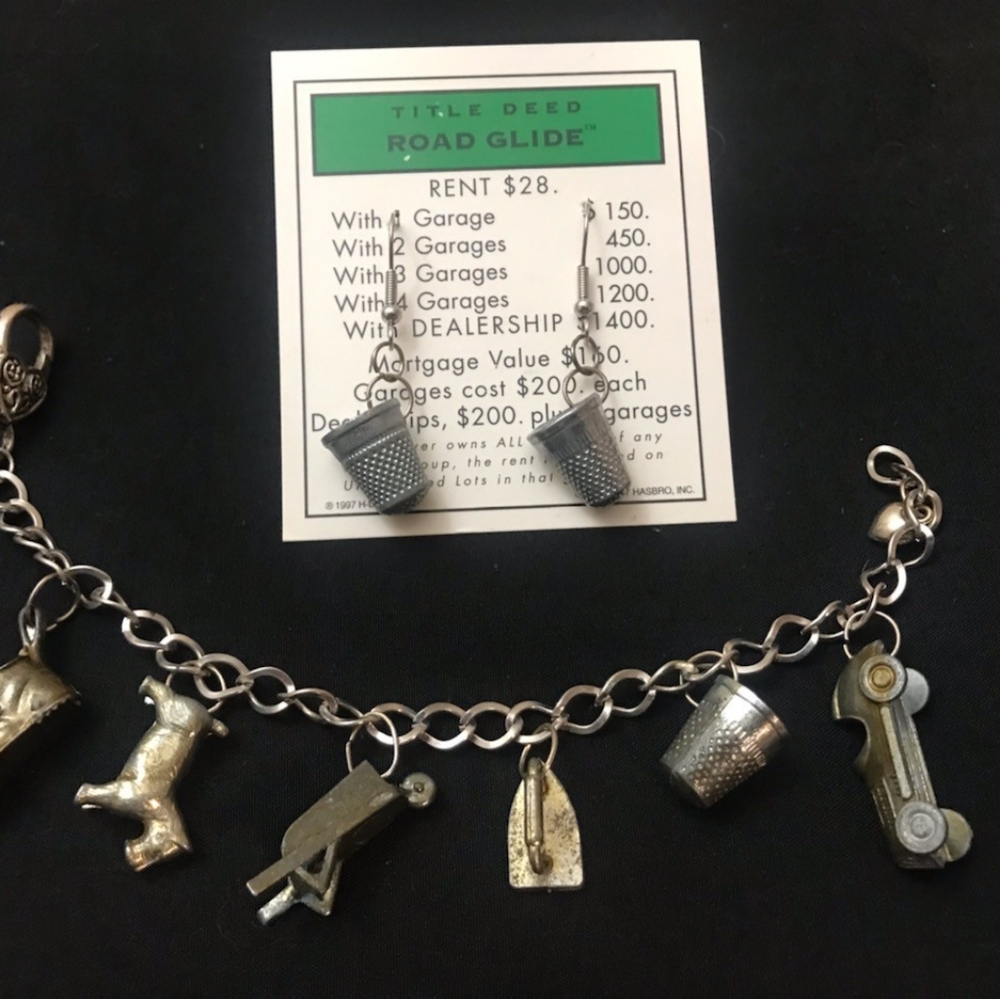 Monopoly bracelet and earring set